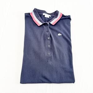 Lacoste Short Sleeve Sweater Collared Dress Striped Collar/Sleeves Size 42